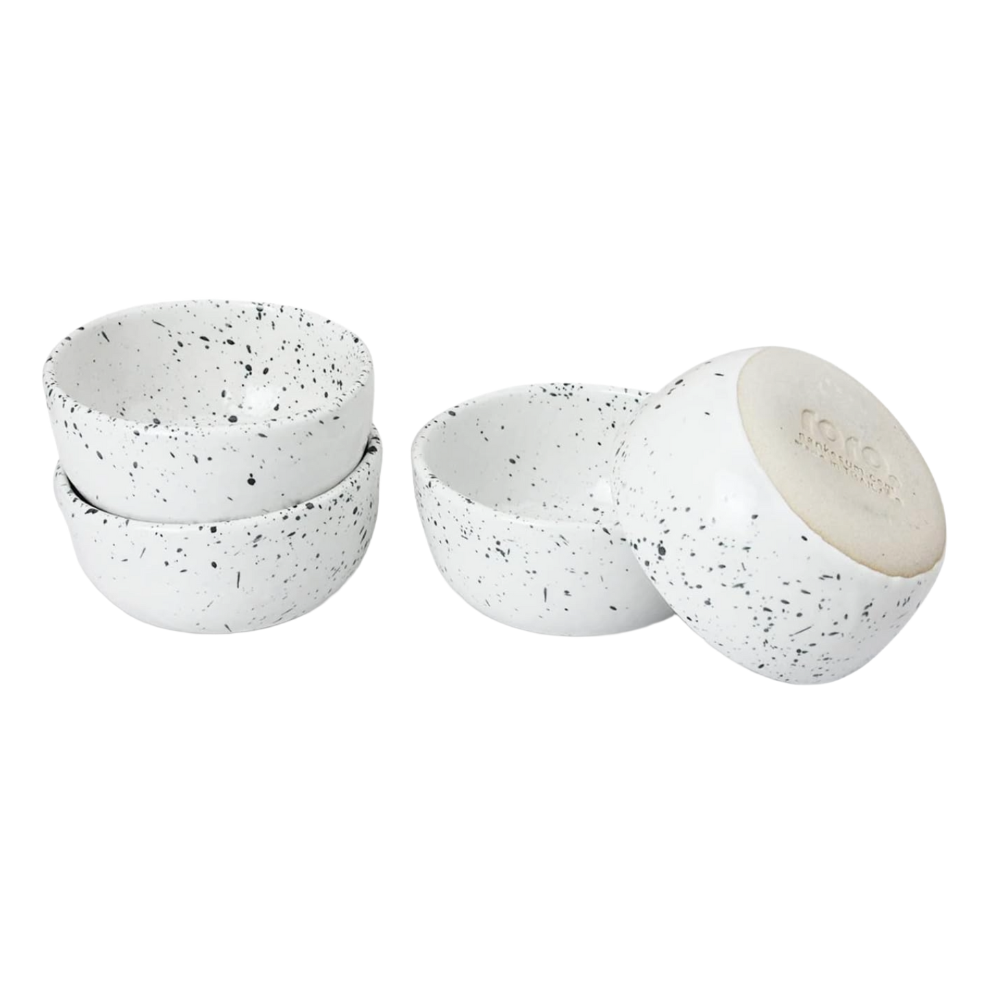 Sonictoria: Exquisite Handmade Ceramic Stoneware Speckled Glossy White 3.5 in Sauce Bowls - Set of 4 - Versatile, Microwave-Safe, and Dishwasher-Safe Dinnerware